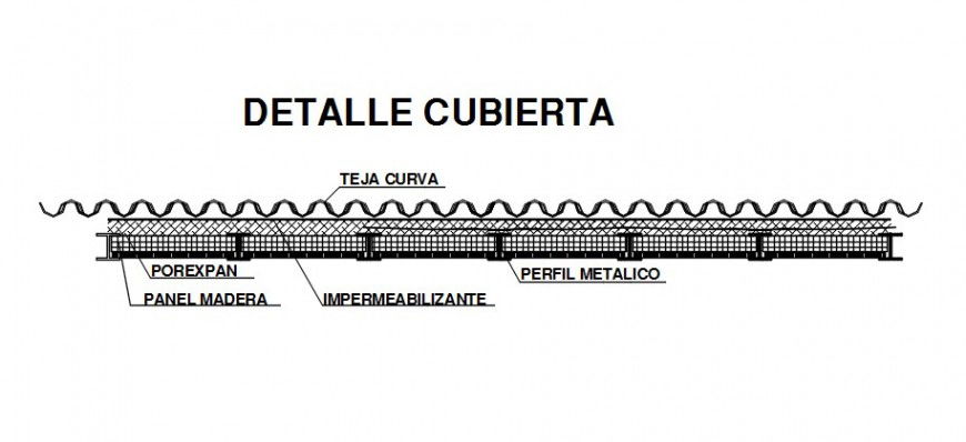 Roof and cover constructive structure drawing details dwg file