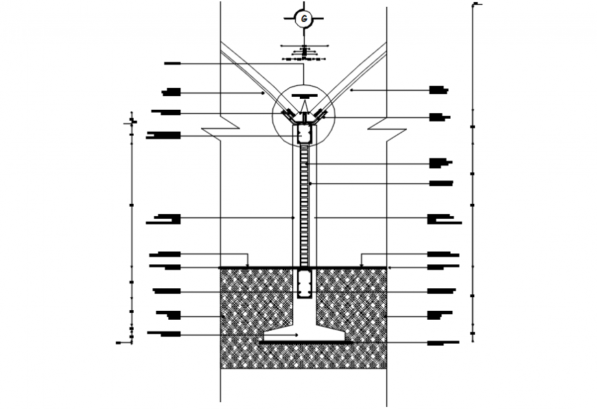 Roof and drain gutter constructive structure cad drawing details dwg file