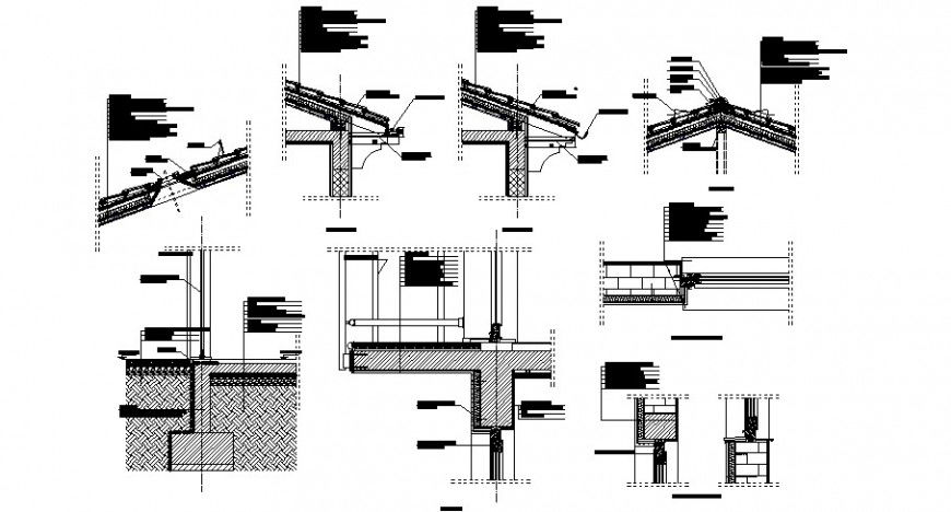 Roof area construction detail in auto cad file