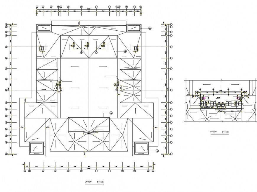 Roof auditorium plan detail dwg file
