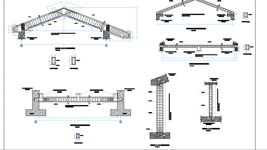 Roof construction and structure details of sports center dwg file