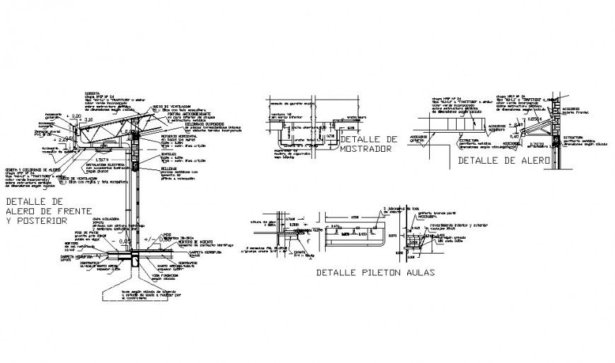 Roof construction drawing details with section and plafon dwg file