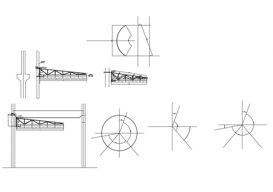 Roof constructive structure cad drawing details dwg file