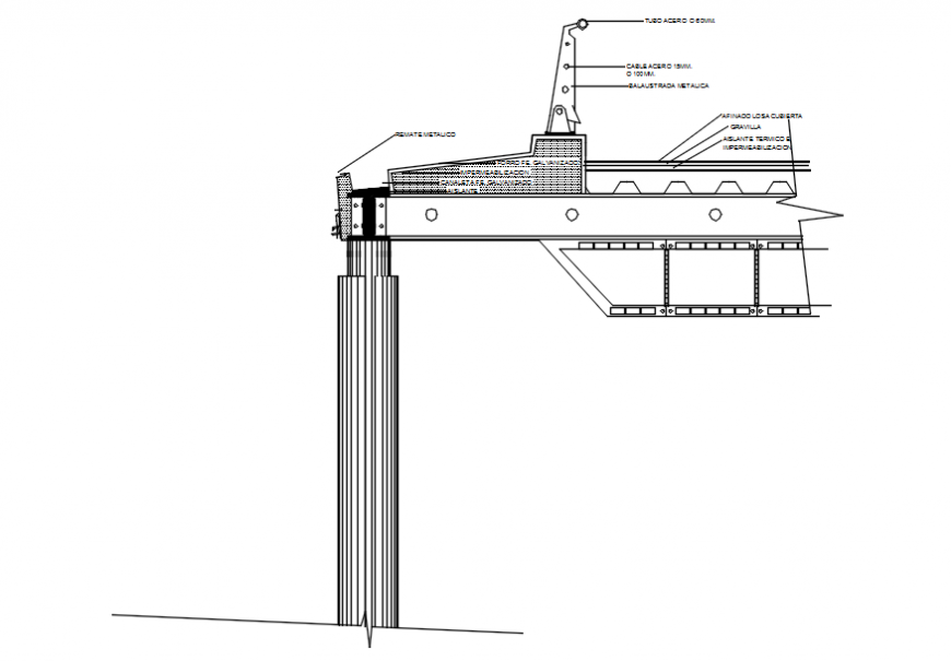 Roof corner constructive structure drawing details dwg file