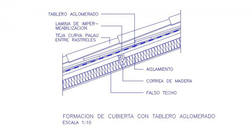 Roof cover constructive structure auto-cad drawing details dwg file