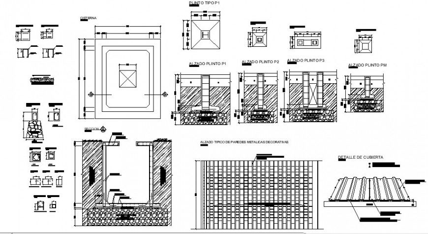 Roof cover plan, structure and column structure cad drawing details dwg file