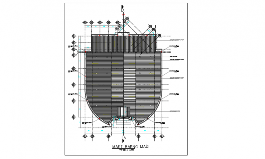 Roof covered design of community center design drawing