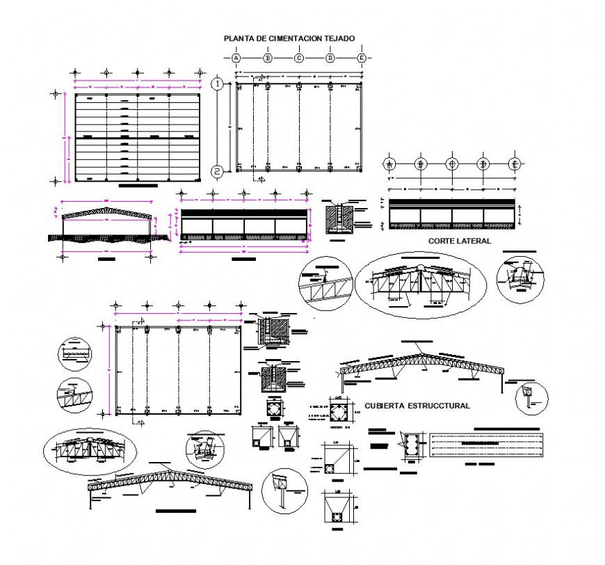Roof covering details drawings 2d view autocad file