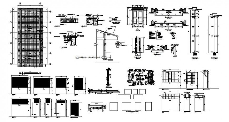 Roof covering details plan and other units details in autocad