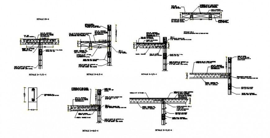 Roof cut sections and construction details for house dwg file