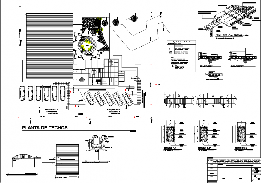 Roof detail plan of the training centre for women drawing in dwg AutoCAD file.