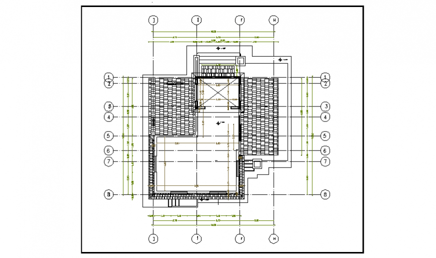 Roof floor plan design drawing of small villa design