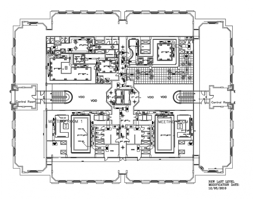 Roof floor plan HVAC equipment, duct work and layout plan details of pen house dwg file