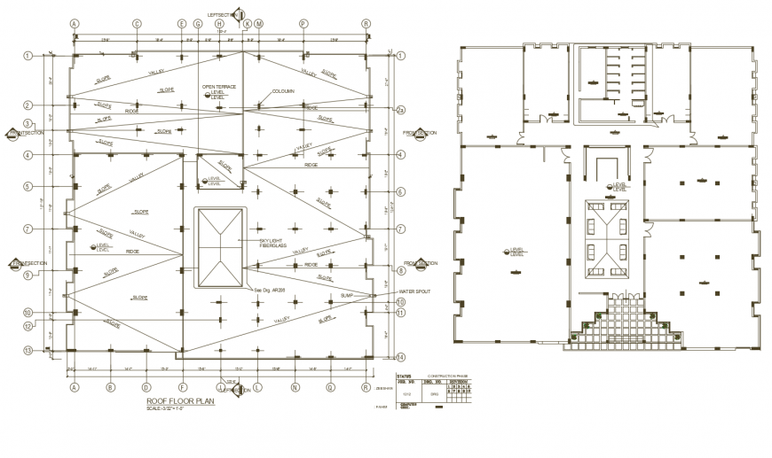 Roof floor structure plan drawing details of house dwg file