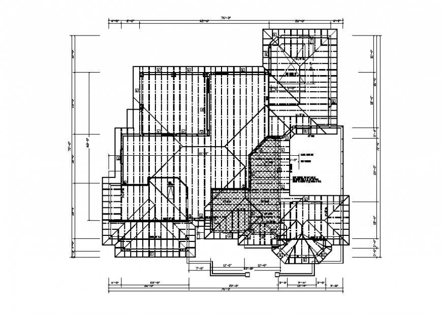 Roof framing plan structure cad drawing details of house dwg file