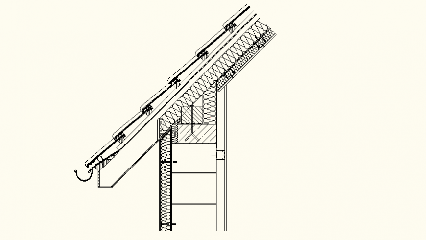 Roof Gutter detail plan and elevation layout file