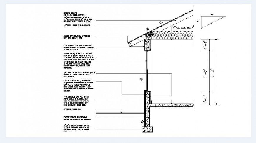Roof house cut constructive section cad drawing details dwg file