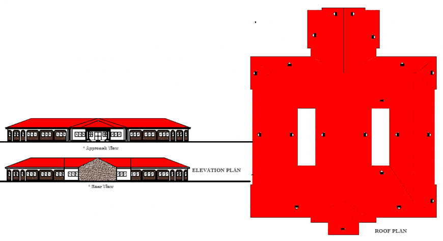 Roof layout plan of collage building drawing in dwg AutoCAD file.