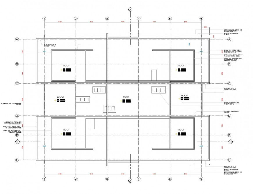 Roof line house plan autocad file