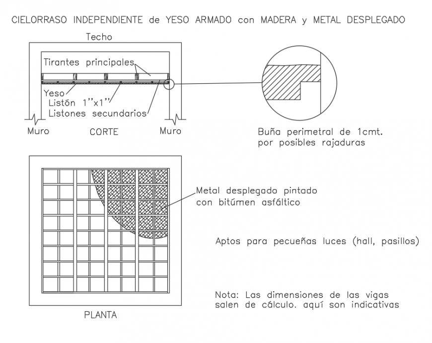 Roof of office suspended ceiling structure details dwg file