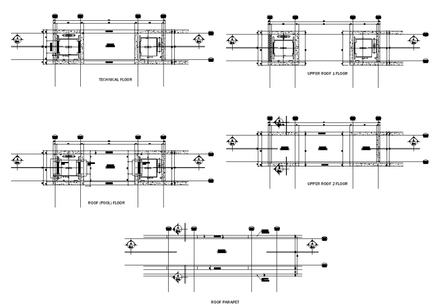 Roof parapet lift plan autocad file