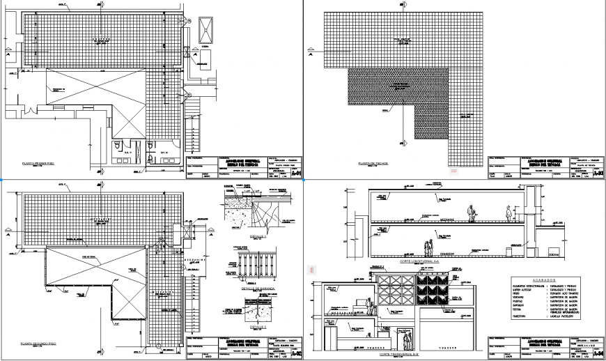 Roof plan and section detail drawing in dwg file.