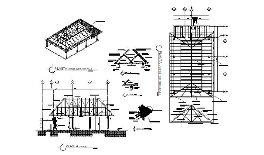 Roof plan and section detail dwg file