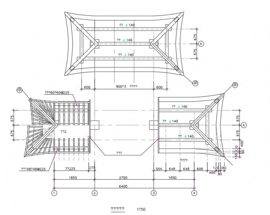 Roof plan and section dwg file