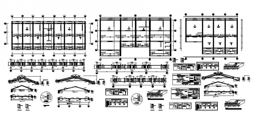 Roof plan and sectional drawing in autocad