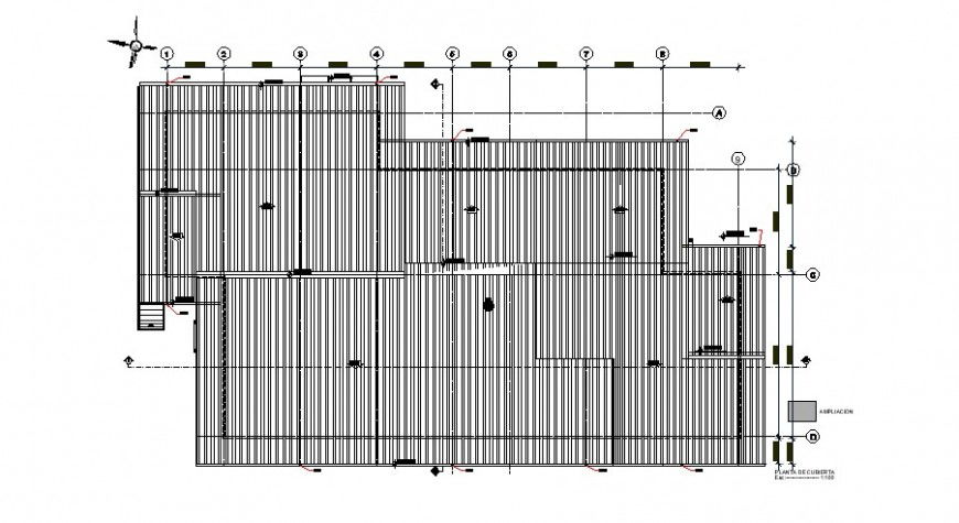 Roof plan detail 2d view CAD construction block layout file in autocad format