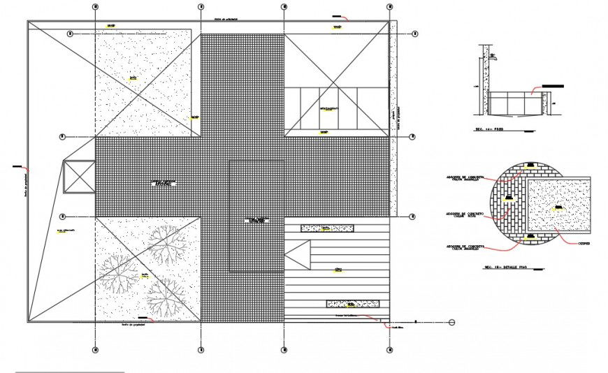 Roof plan detail 2d view CAD construction unit layout file in autocad format