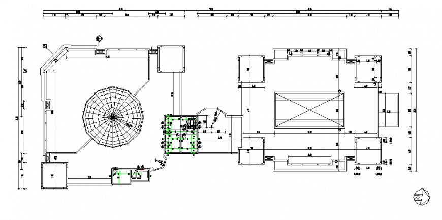 Roof plan of building in dwg file.