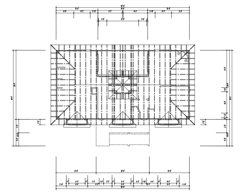 Roof plan of house cad drawing details dwg file