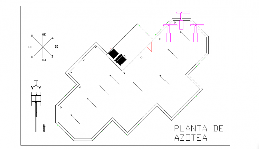 Roof plan of Sustainable house design drawing