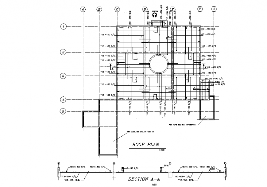 Roof PLan Steel Bar Detail in  DWG file