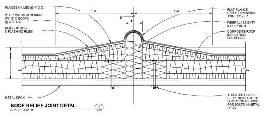 Roof relief joint detail sectional plan dwg file