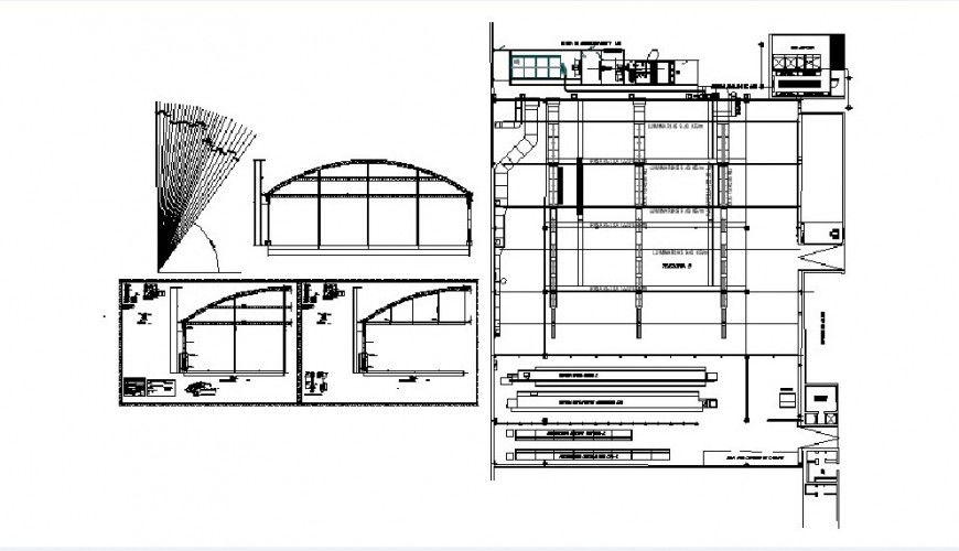 Roof section, plan and construction drawing details for house dwg file