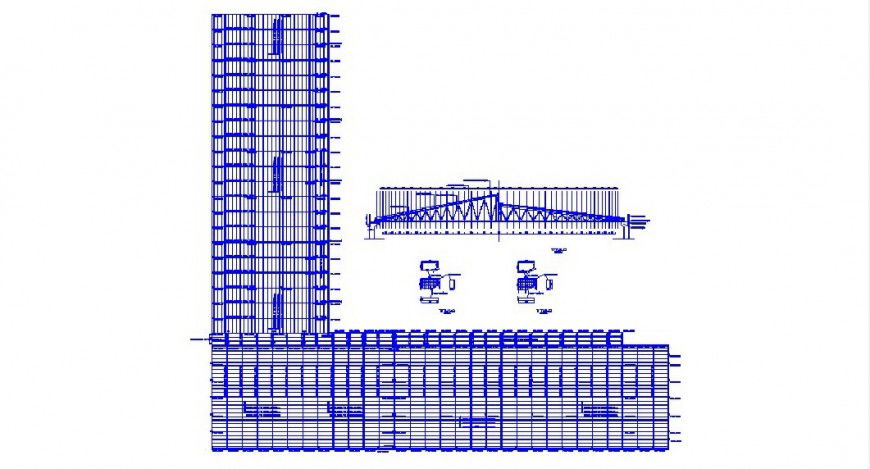 Roof section, structure and construction details dwg file