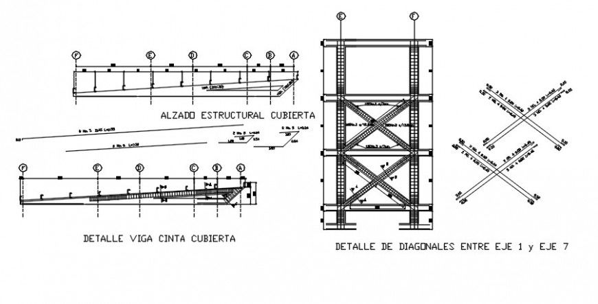Roof section and structure drawing details with cover and beam dwg file
