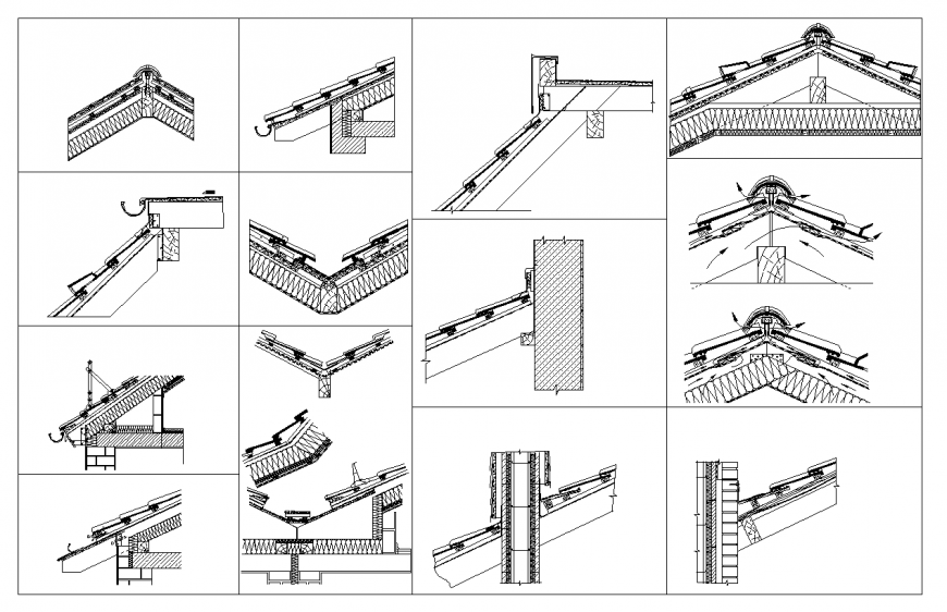 Roof section detail elevation CAd structure layout autocad file