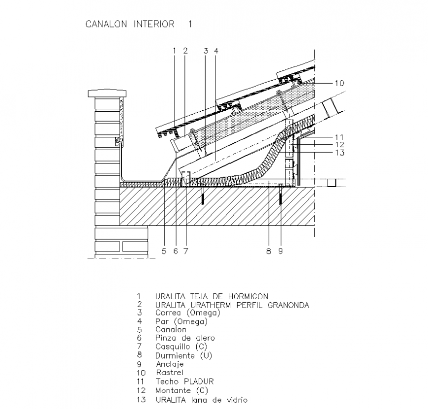 Roof section detailing 2d view layout file in autocad format