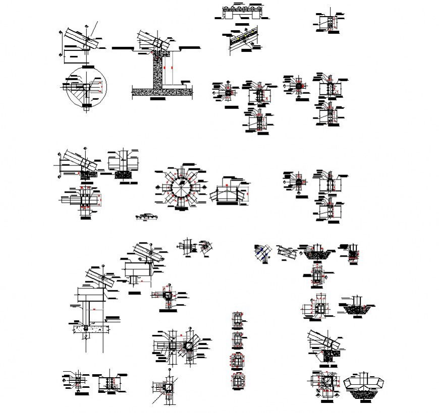Roof section details drawing layout file in autocad