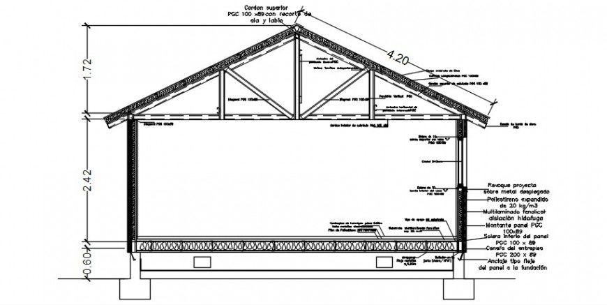 Roof shade structure 2d view CAD structural blocks dwg file
