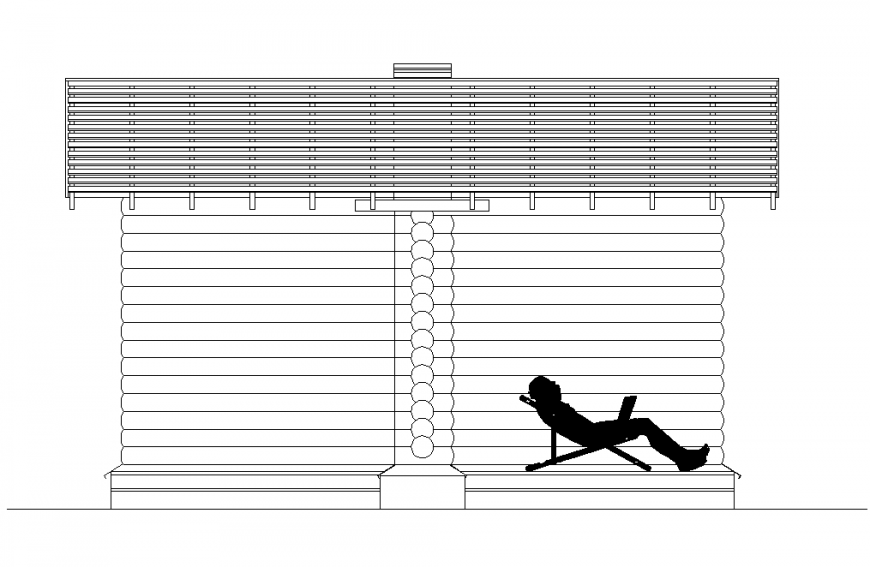 Roof structure and people detail elevation 2d view layout file