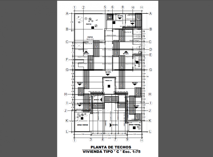 Roof Structure layout plan design drawing of villa design