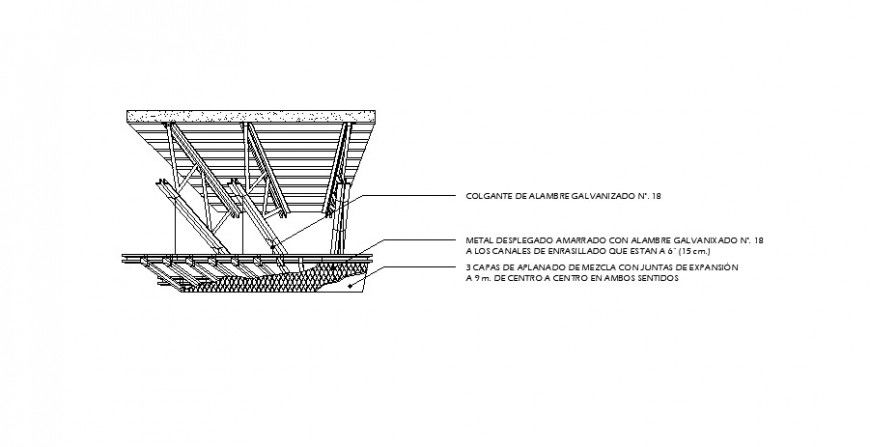 Roof struts detail 2d view CAD construction block autocad file