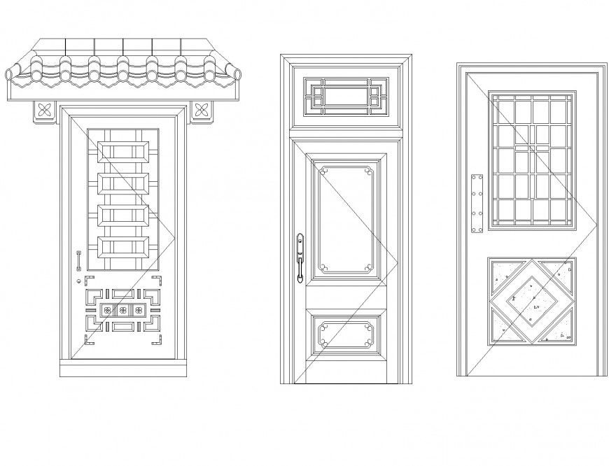 Roof to door elevation detail dwg file