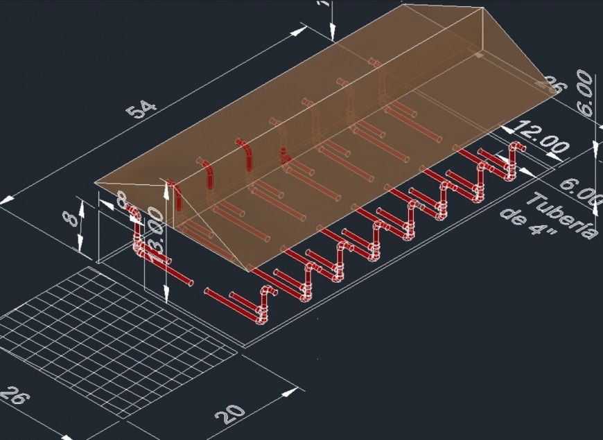 Roof to valve pipeline 3 D plan layout file