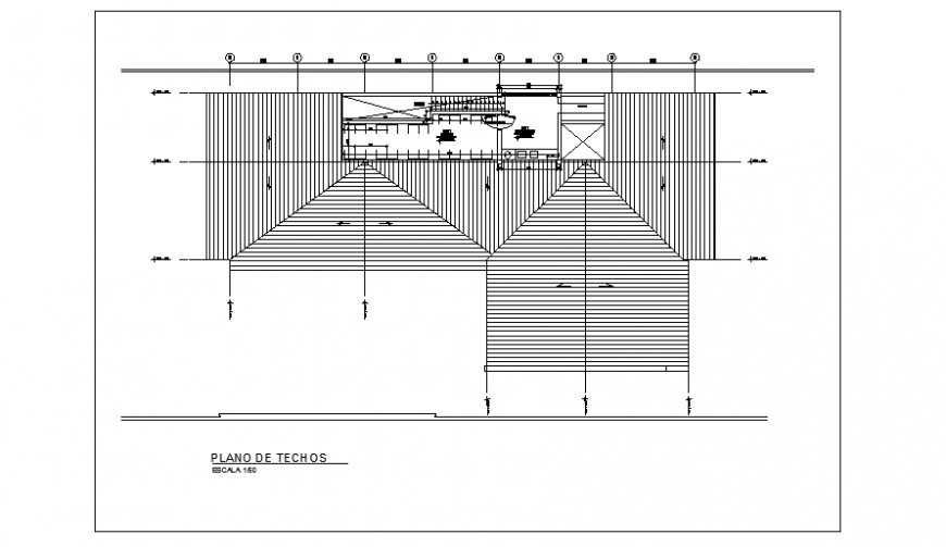 Roof top layout of modern house project design drawing