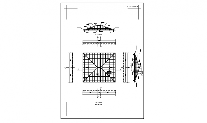 Roof top layout plan design drawing of cottage house design drawing